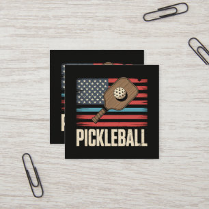 US Flag Pickleball Fyrkantigt Visitkort