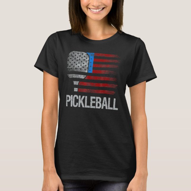 US Flag Pickleball Player Paddleball Lover_1 T Shirt (Framsida)