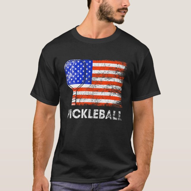 US Flag Pickleball Player Paddleball Lover_2 T Shirt (Framsida)