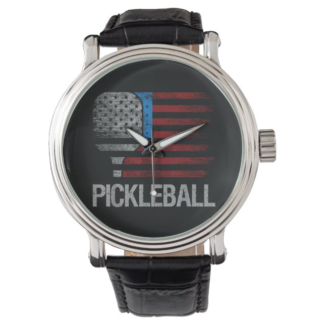 US Flag Pickleball Spelare Paddleball Älskare Armbandsur (Framsida)
