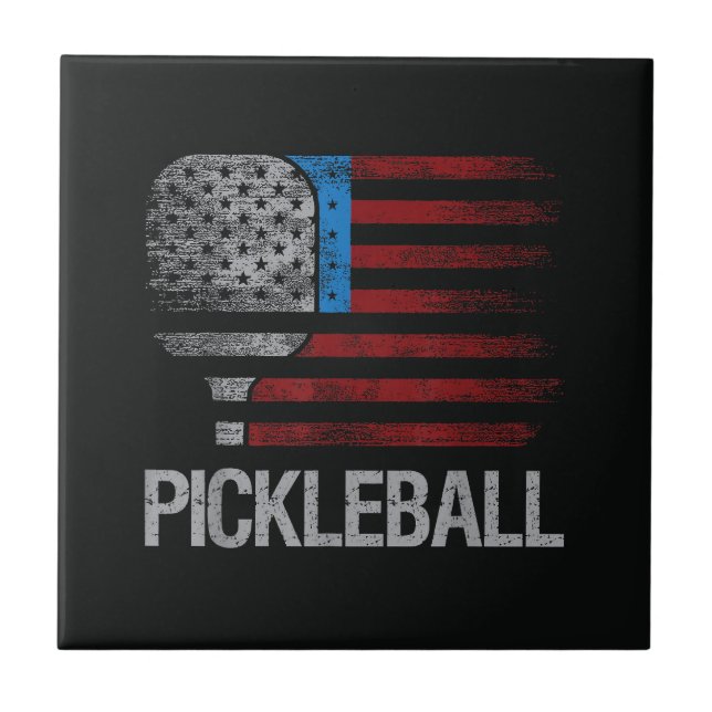 US Flag Pickleball Spelare Paddleball Älskare Kakelplatta (Framsidan)