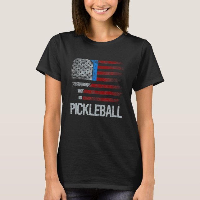 US Flag Pickleball-spelare Paddleball T Shirt (Framsida)