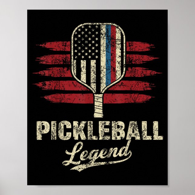Us flag pickleball-spelare rolig pickleball legend poster (Framsidan)
