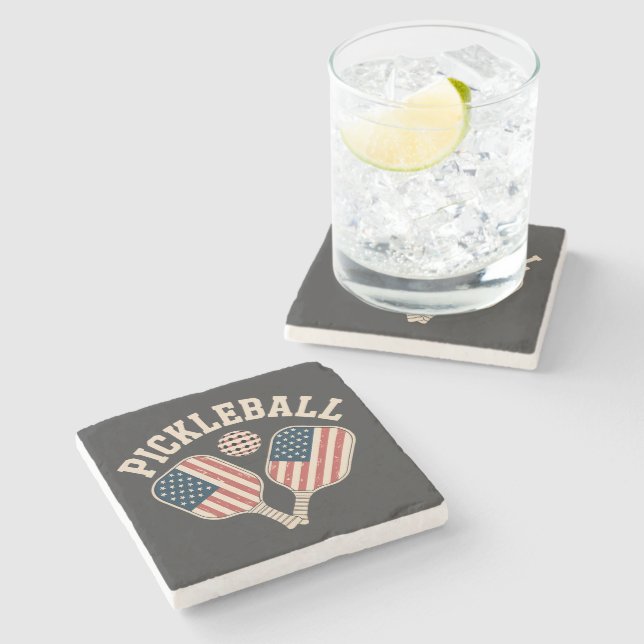 US Flag Pickleball-spelare Stenunderlägg (Sidan)
