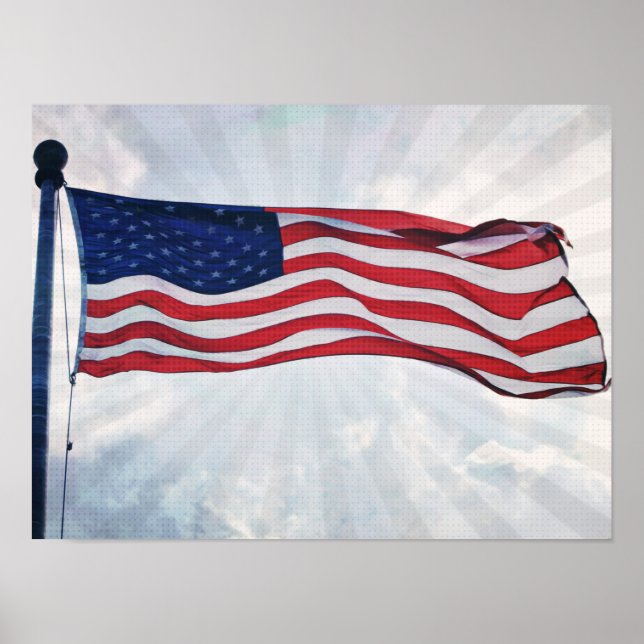 US Flag Pop Art-ränder Fotografiskt Konsttryck Poster (Framsidan)