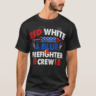 US Flag Red White & Blue Firefighter Crew 4th of J T Shirt
