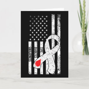 Us Flag Ribbon Typ 1 Diabetes Medvetenhet Diabetik Kort