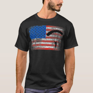 US Flag Skydiving Patriotic American Parachute Sky T Shirt