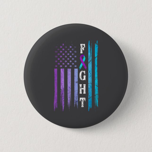 Us Flag Suicide Prevention Awareness Fight Wear Pu Knapp (Framsida)