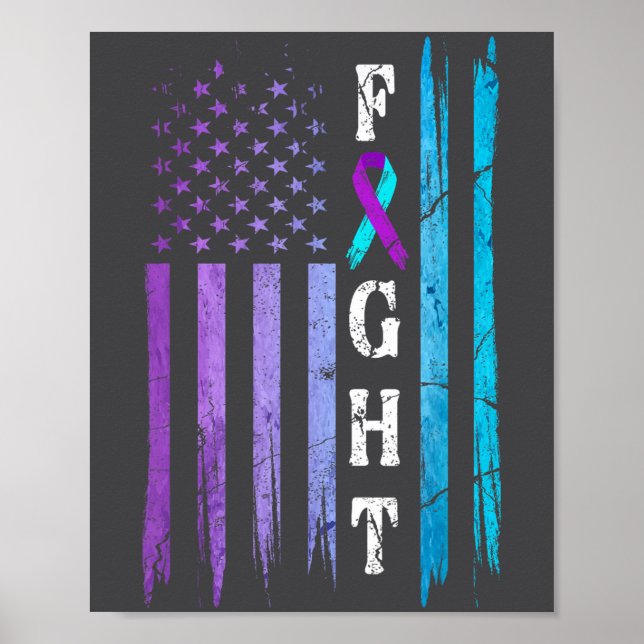 Us Flag Suicide Prevention Awareness Fight Wear Pu Poster (Framsidan)