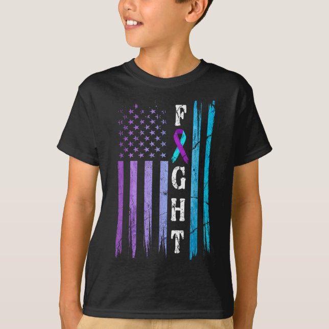 Us Flag Suicide Prevention Awareness Fight Wear Pu T Shirt (Framsida)