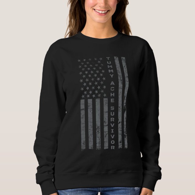 US Flag Tummy Ache Survivor Abdominal Ache Stomach T Shirt (Framsida)