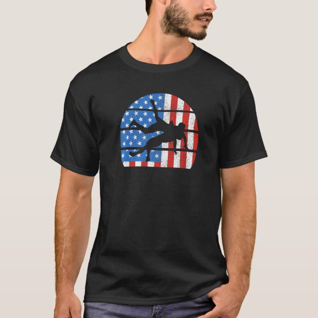 US Flag USA Wrestler American Flag Wrestle Men Boy T Shirt (Framsida)