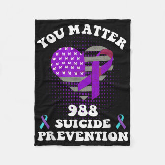 Us Flag You 988 Suicide Prevention Awareness Ribbo Fleecefilt