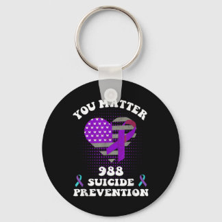 Us Flag You 988 Suicide Prevention Awareness Ribbo Nyckelring