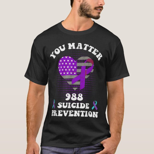 Us Flag You 988 Suicide Prevention Awareness Ribbo T Shirt (Framsida)