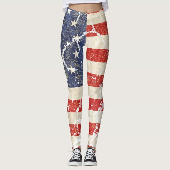Us-flagga 1776 som bedrövas leggings (Framsida)