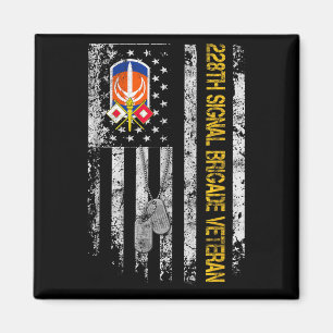 US Flagga 228:e signalbrigaden militär Vintage Vet Magnet