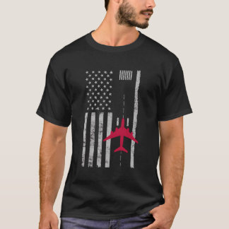 US Flagga Airport Runway Airplan Pilot Gift T Shirt