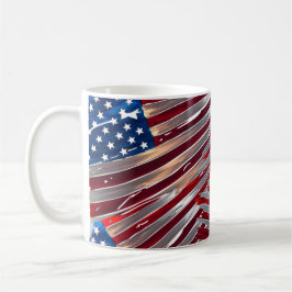 US Flagga American Blue White Red Strokes Stars Kaffemugg