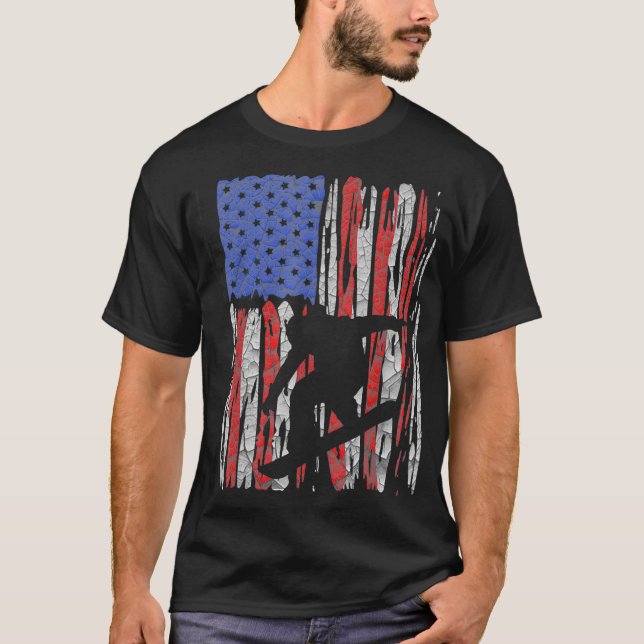US Flagga American Snowboard Snowboarding Fläkt Ri T Shirt (Framsida)