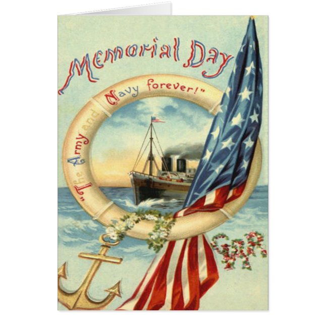 US Flagga Anchor Flowers Life Preserver Hälsningskort (Framsidan)