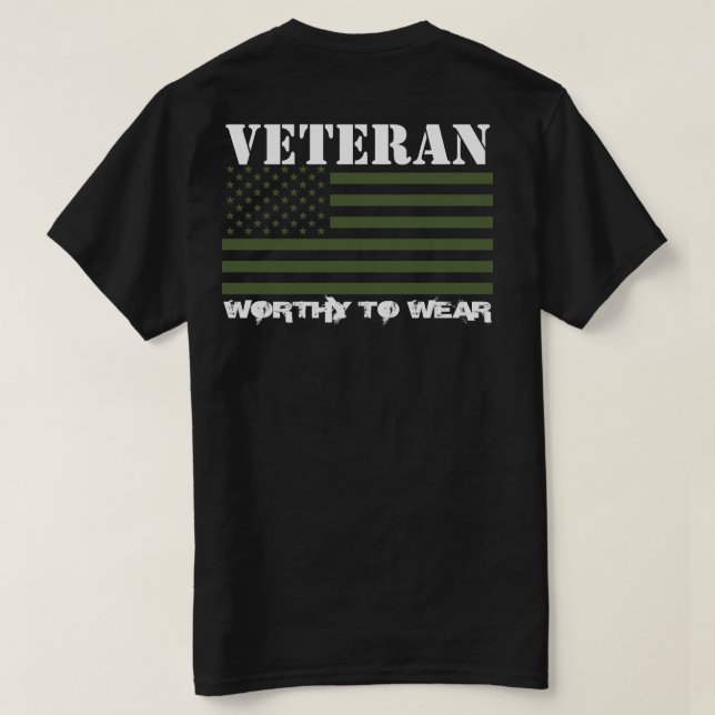 US Flagga ARMY TRIDENT GRN- Veteran - värd Bära T Shirt (Design baksida)