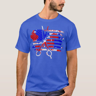 US Flagga Barber Salon Hairdresser 3 T Shirt