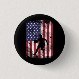US Flagga Basketball Vintage Patriotic Baller Knapp