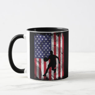 US Flagga Basketball Vintage Patriotic Baller Mugg