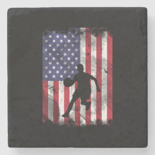 US Flagga Basketball Vintage Patriotic Baller Stenunderlägg