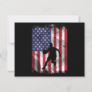US Flagga Basketboll Vintage Patriotisk Basketspel Julkort