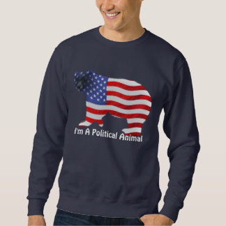 US FLAGGA & BEAR USA:s politiska Animal Funny Appa Långärmad Tröja