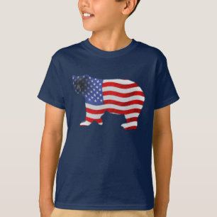 US FLAGGA & BEAR USA-stil Kids Shirt Tee Shirt