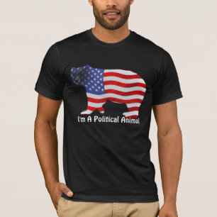 US FLAGGA & BEAR USA-stil politiska djur T-Shirt