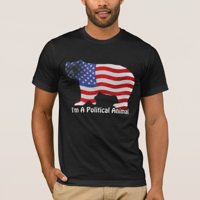 US FLAGGA & BEAR USA-stil politiska djur T-Shirt (Framsida)