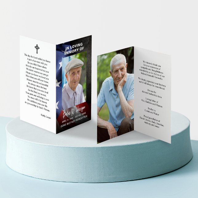 US Flagga Begravning Minnes Foto Vikt Offerkort Kort (US Flag Funeral Memorial Photo Folder Prayer Card)