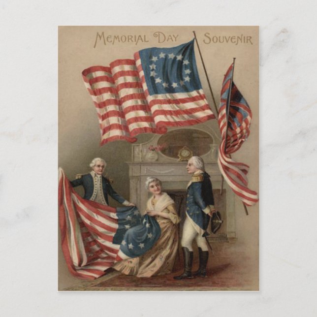 Us-flagga Betsy Ross George Washington Vykort (Framsida)
