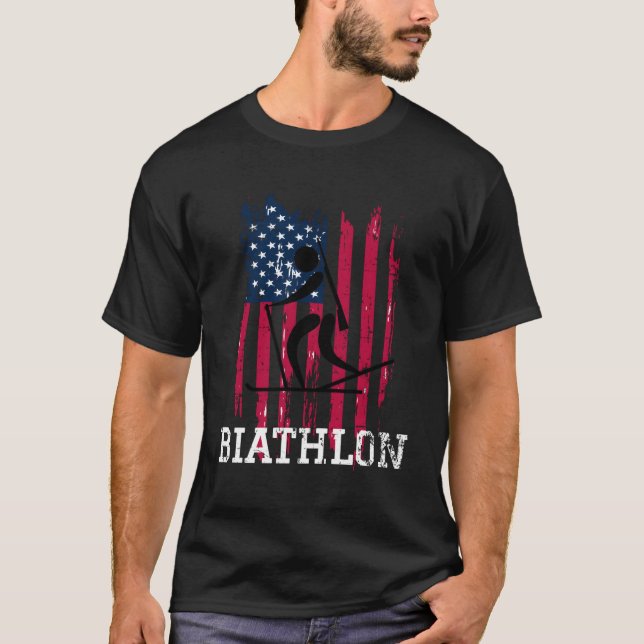 Us Flagga Biathlon T Shirt (Framsida)