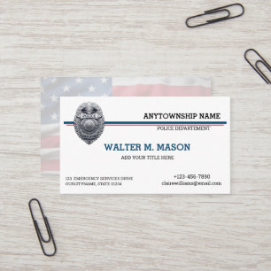US Flagga Blue Line-polisbricka Visitkort