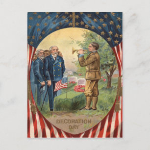 US Flagga Bugle Taps Cemetery WAN Vykort
