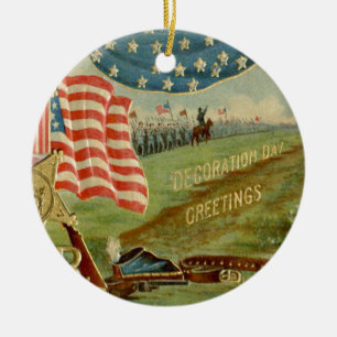 US Flagga Civil Krig Union Medal Julgransprydnad Keramik