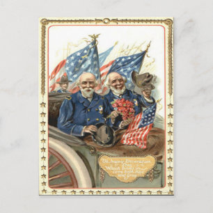 US Flagga Civil Krig Union Veteran Parad Vykort