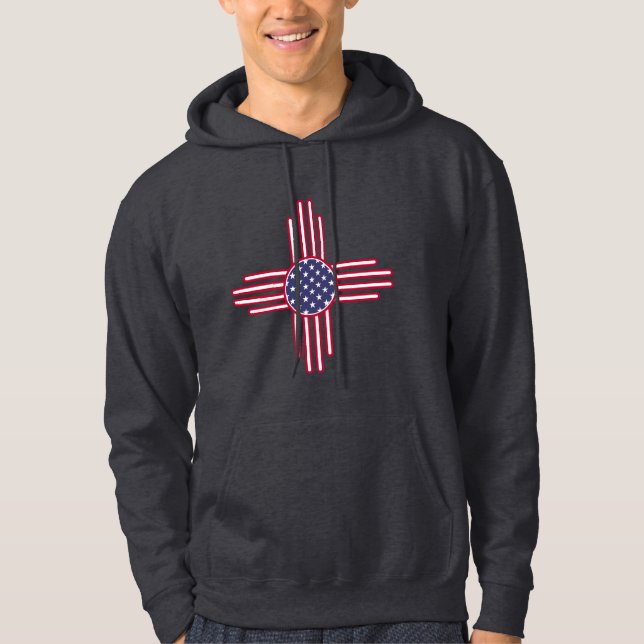 Us-flagga - det Zia solsymbolet - amerikan Sun. Sweatshirt (Framsida)