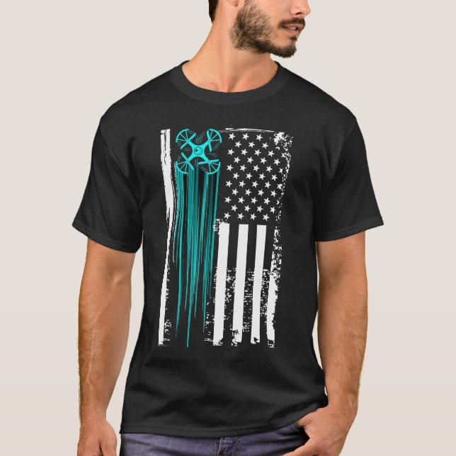US Flagga Drone T Shirt (Framsida)