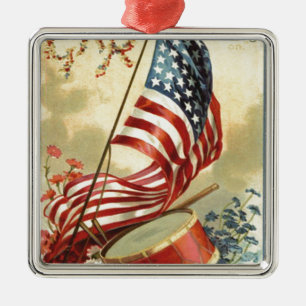 US Flagga Drum glömmer mig inte. Julgransprydnad Metall