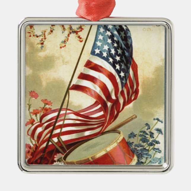 US Flagga Drum glömmer mig inte. Julgransprydnad Metall (Framsidan)