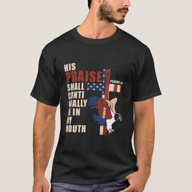 US Flagga Eagle Christian Kor Patriotic Bible Vers T Shirt (Framsida)