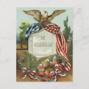 US Flagga Eagle WAN Gravsten Gravestone Ro Vykort