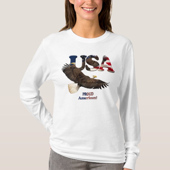 US FLAGGA & EGLE USA-stil Dam Shirt T Shirt (Framsida)